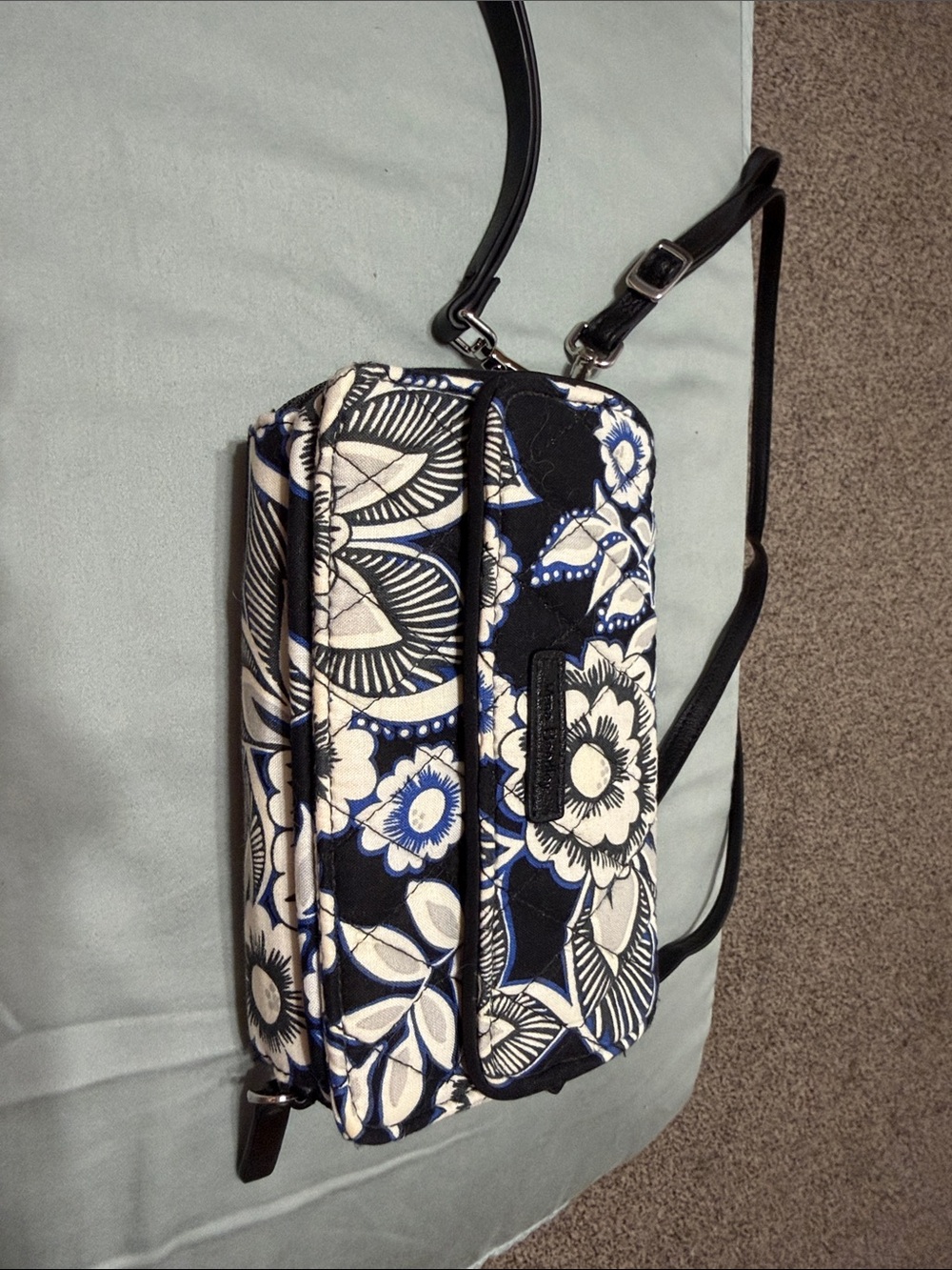 Vera Bradley Snow Lotus Pattern Quilted Wristlet Crossbody